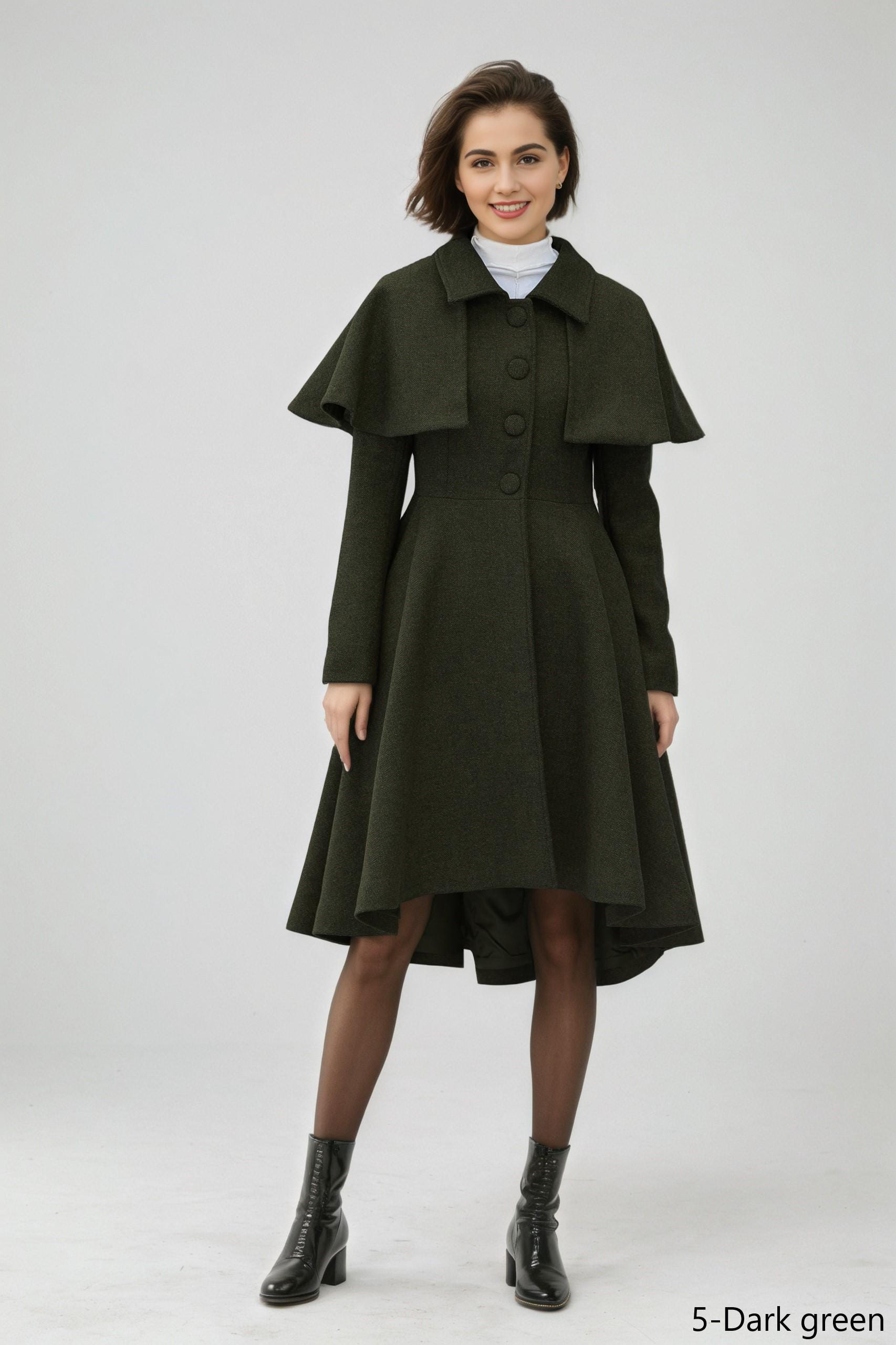 Asymmetrical Princess Wool Coat, Victorian Wool Coat, Fit and
