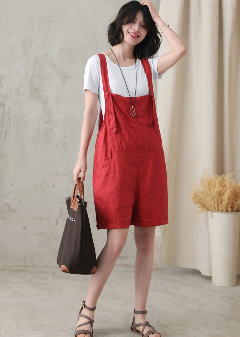 Linen Overalls Shorts Women Women's Gardening Short Etsy