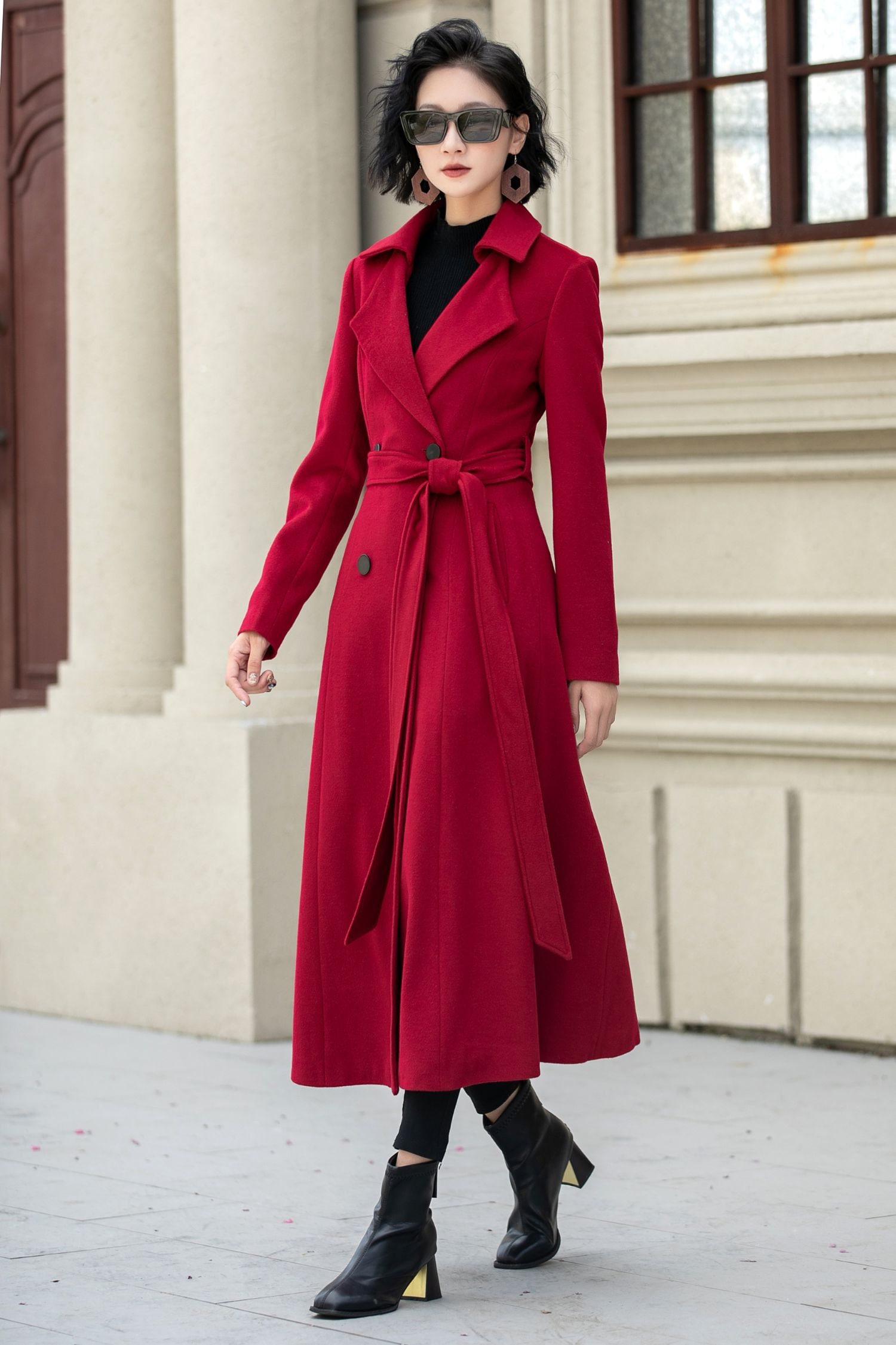 Red Wool Coat, Winter Coat Women, Trench Coat, A Line Coat, Warm