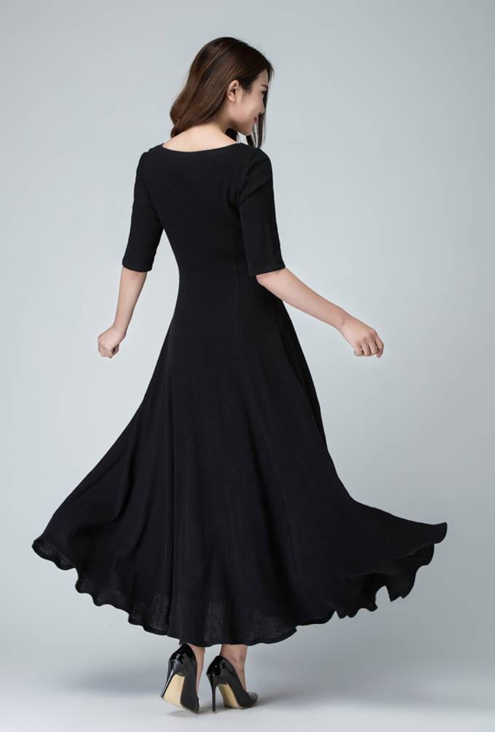 Black Linen Dress Linen Dress A Line Dress Maxi Dress - Etsy