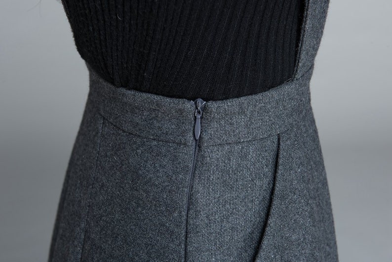 Midi wool dress knee length dress dark grey dress dress Etsy