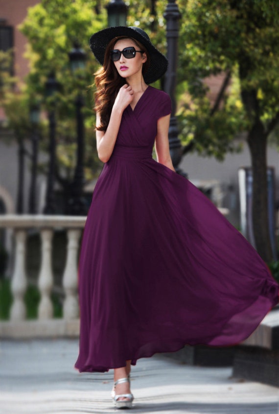 Chiffon Wedding Guest Dress, Empire Waist Chiffon Wedding Dress, Bridesmaid  Dress, Summer Women Wedding Guest Dress, Cocktail Dress 2618 