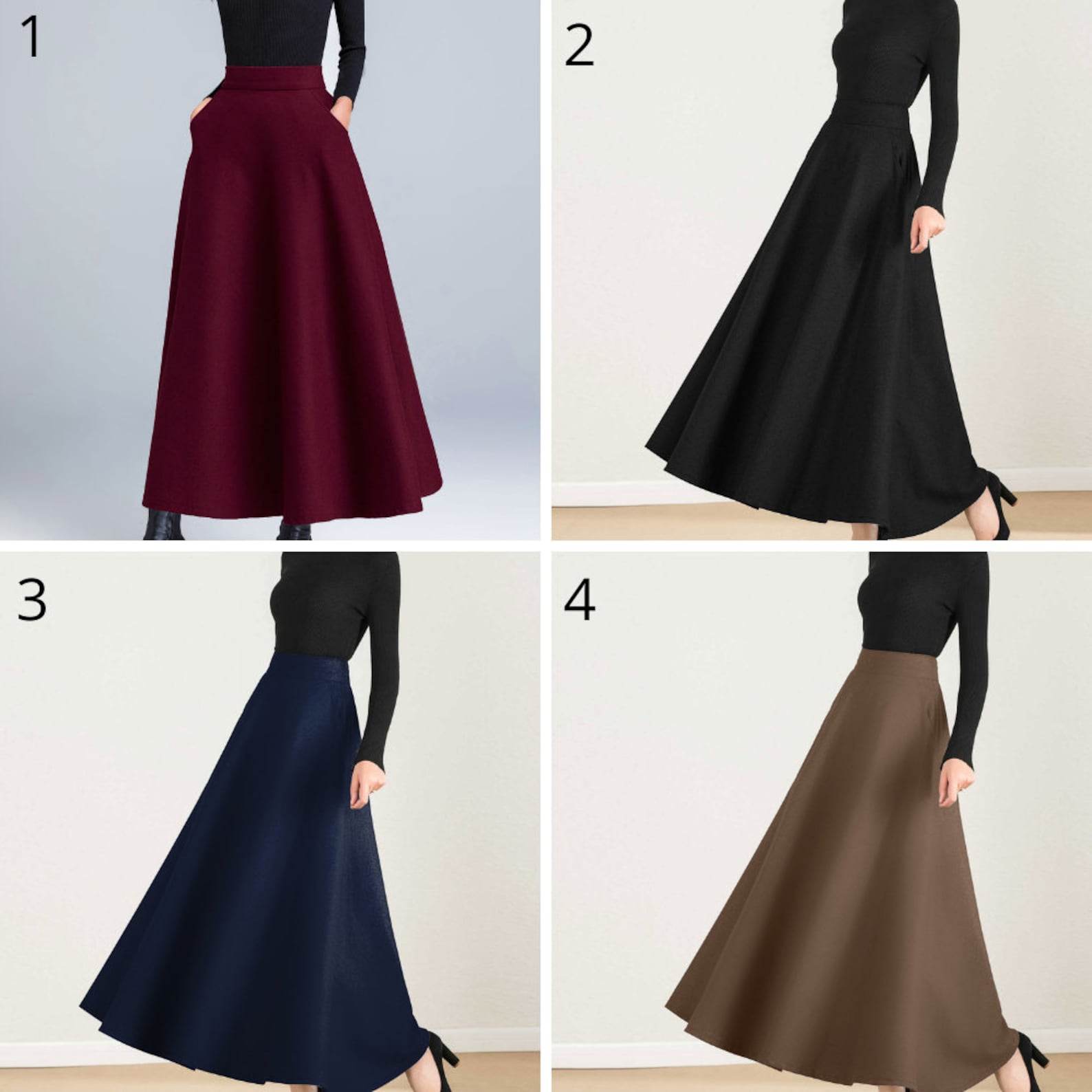 Burgund langer Woll Maxi Rock Winterrock Damen Vintage Etsy.de