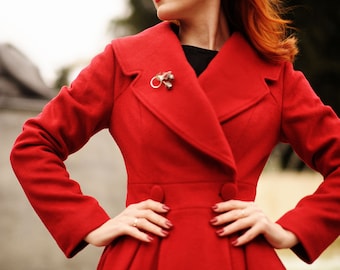 赤いウールコート 刺繍入り 楽天市場】赤 コート（素材（生地・毛糸）ウール,カシミヤ