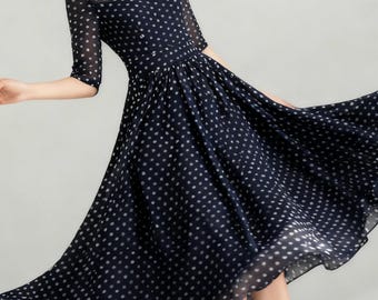 blue polka dot chiffon dress Blue and White Polka Dot chiffon Maxi Dress 2354 main image 1