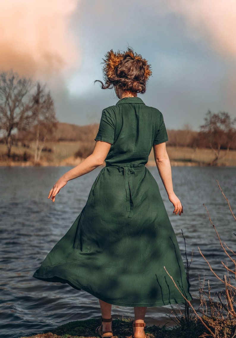 Wrap Soft Short Dress Dark Green