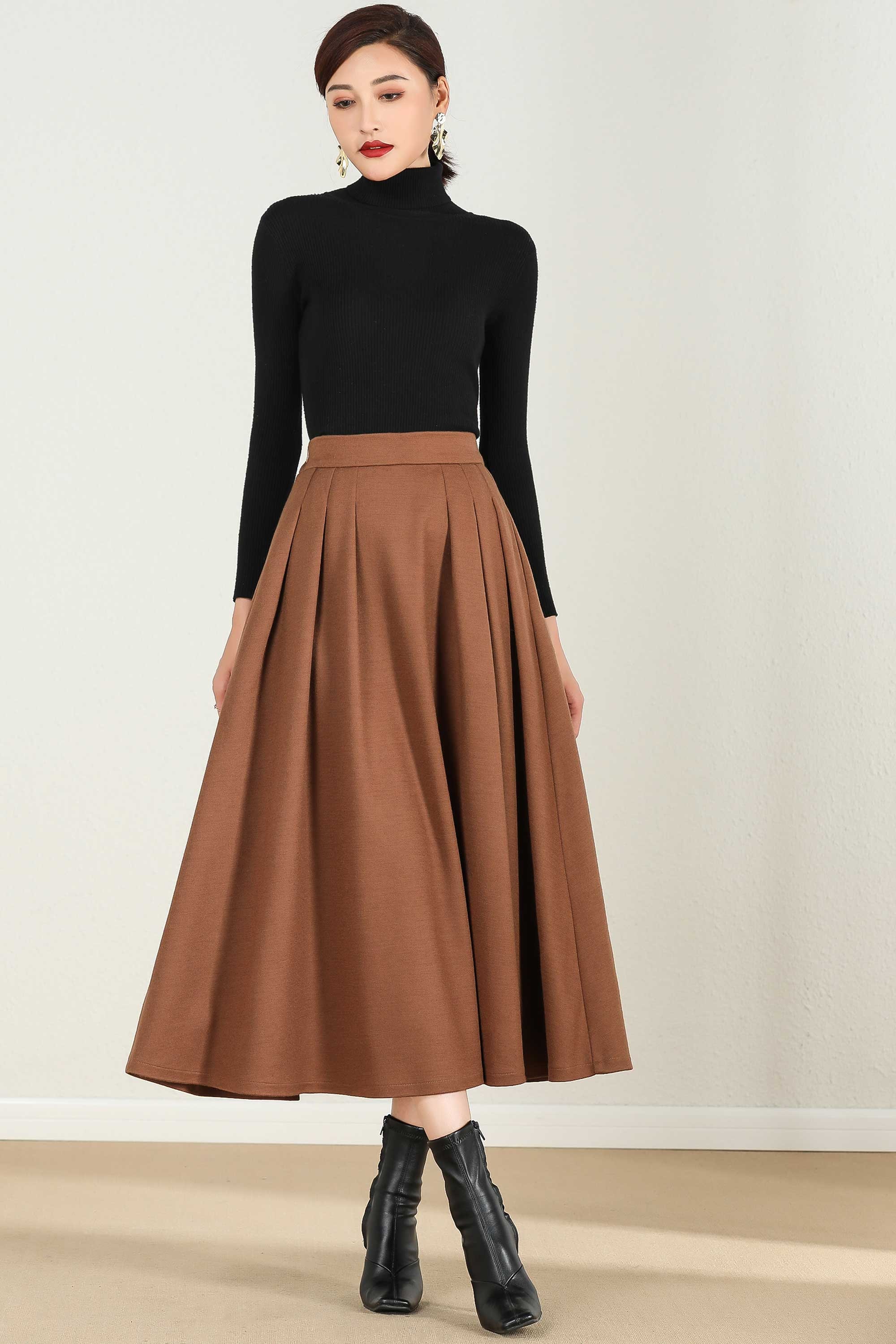 Brown Wool Skirt A Line Maxi Skirt Winter Skirt Women Long Etsy Canada