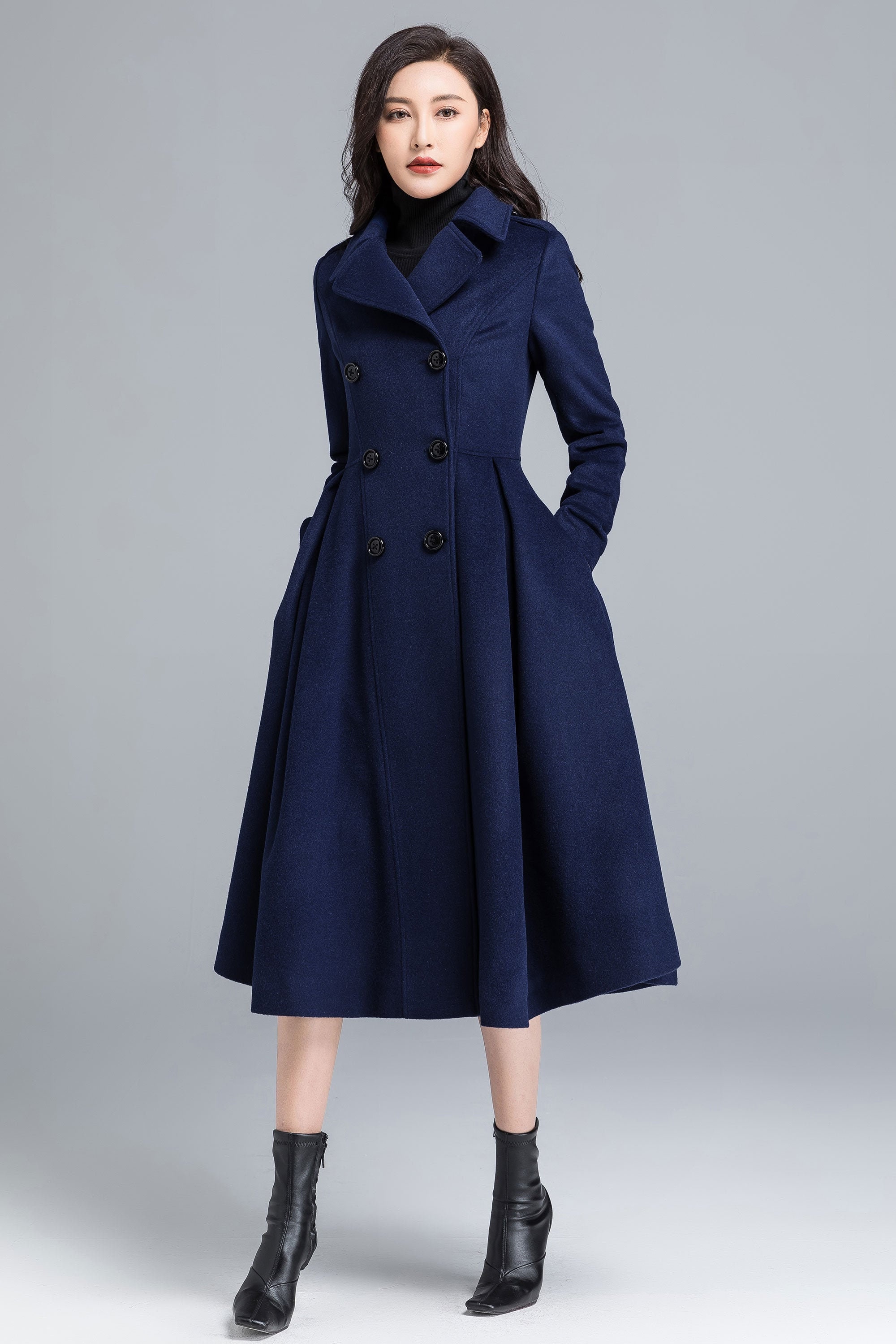 fitted long wool coat