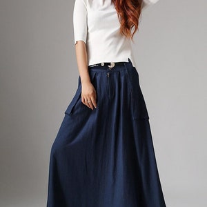 A Line Maxi Skirt With Big Pocket, Long Linen Skirt, Linen Skirt, Fall ...