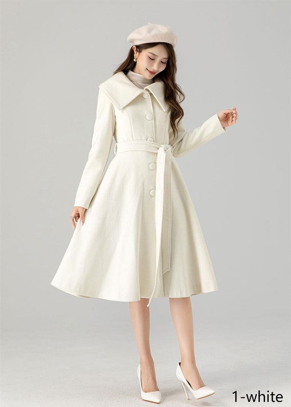White Long Wool Princess Winter Coat 4520 White Long Wool Princess Winter Coat 4520