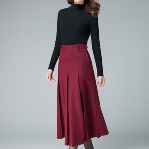 Midi Wool Skirt, Red Midi Skirt, Office Skirt, High Waist Skirt, Long ...