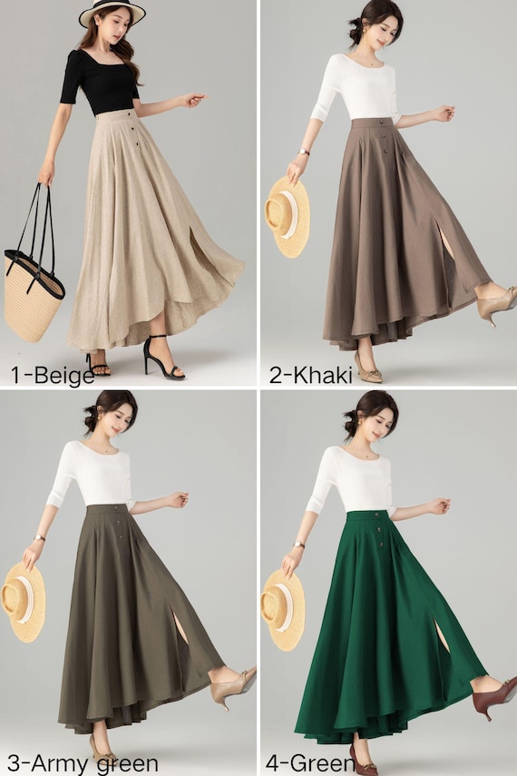 Linen Skirt, Maxi Skirt, Long Skirt, Beige Linen Skirt