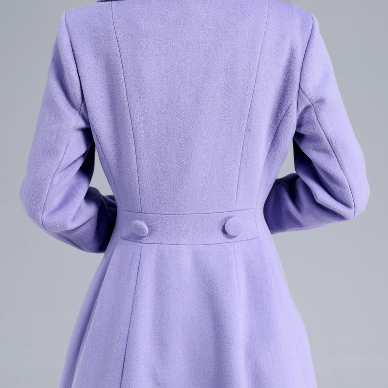 Vintage Inspired Purple Wool Coat, Long Wool Coat Women, 50s Princess Coat, Double Breasted Coat, Warm Winter Coat, Swing Fitted Coat 3232 image 10