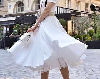 White Swing Shirt Dress Women, Midi Dress, Fit and Flare