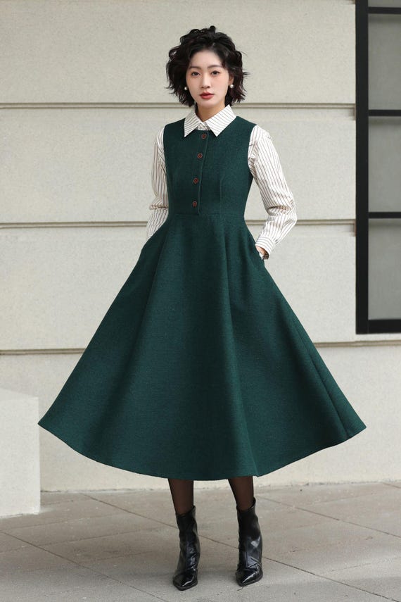 collared winter dress Women's Casual Loose Shirt Collar Long Sleeve Grey Sweater Dress,Autumn Winter Chic Business Graduation Dresses For Ladies,School,Back-To-SchoolEmery Rose