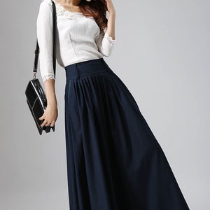 Pleated Maxi Skirt Outfit for Summer Black Skirt Long Linen - Etsy