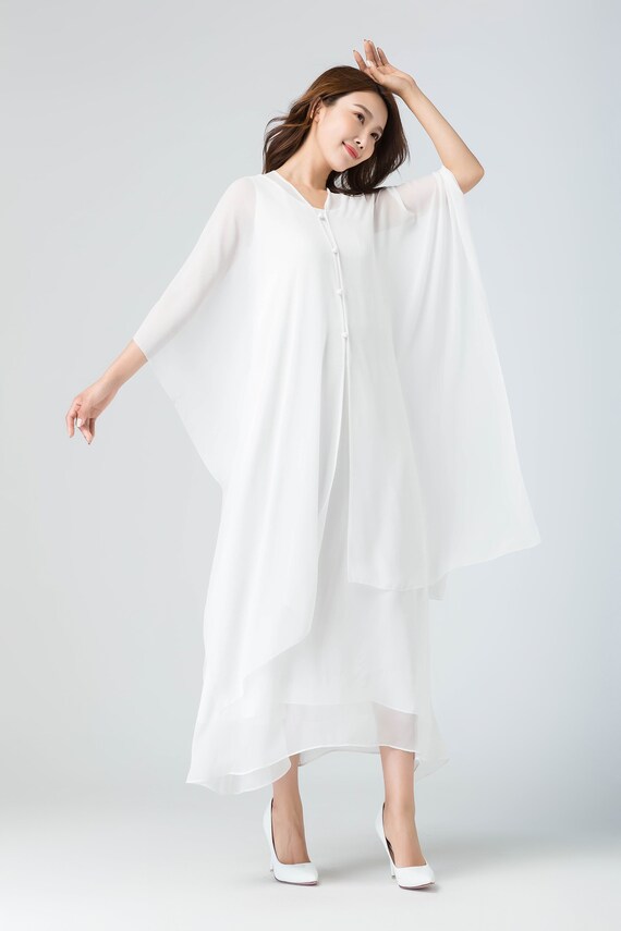 white chiffon cape