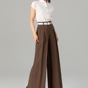 Breezy Linen Wide-Leg Pants for Ultimate Comfort and Style, Womens Long linen pants, Linen trousers, Custom Linen pants, Xiaolizi 4918 image 6