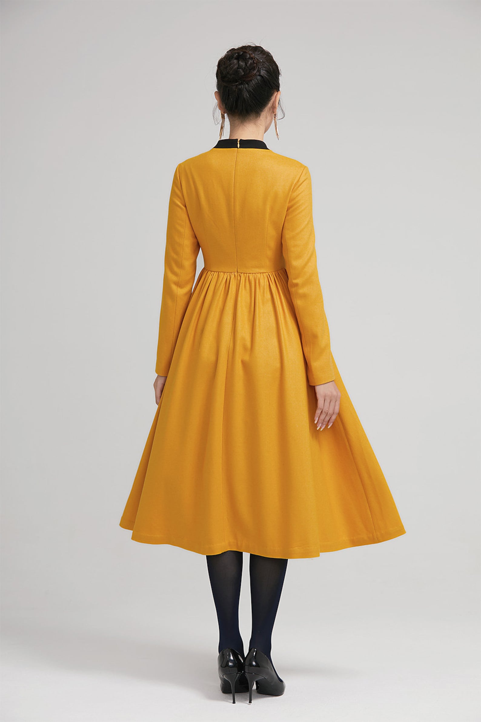 black shoes with yellow dress Black Crepe One Shoulder Mermaid Midi Dress with Flower main image 1