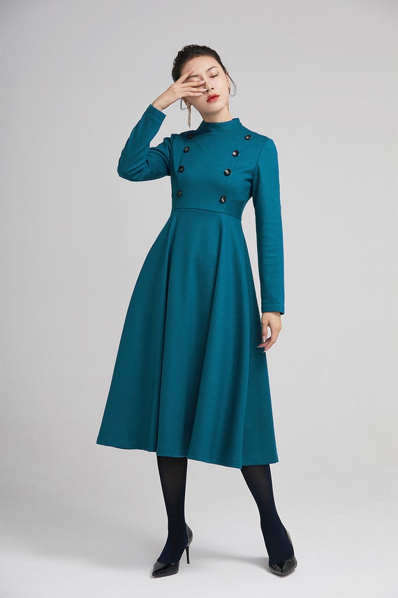 winter wool long fit and flare warm dress for women 2232 winter wool long fit and flare warm dress for women 2232
