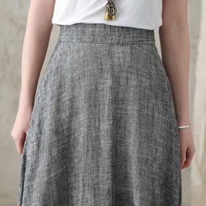 Long Linen Skirt, Grey Linen Maxi Skirt with pockets, A Line Full Skirt, Women's Summer Autumn Skirt, Minimalist skirt, Custom skirt 2822 image 8
