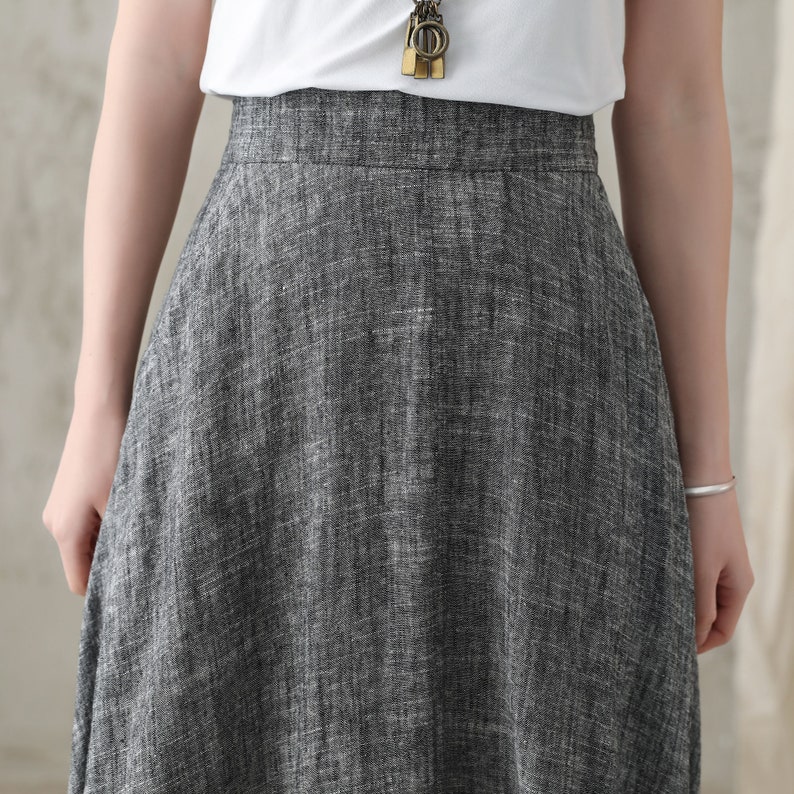 Linen maxi skirt - Yarndyed - Light feather gray