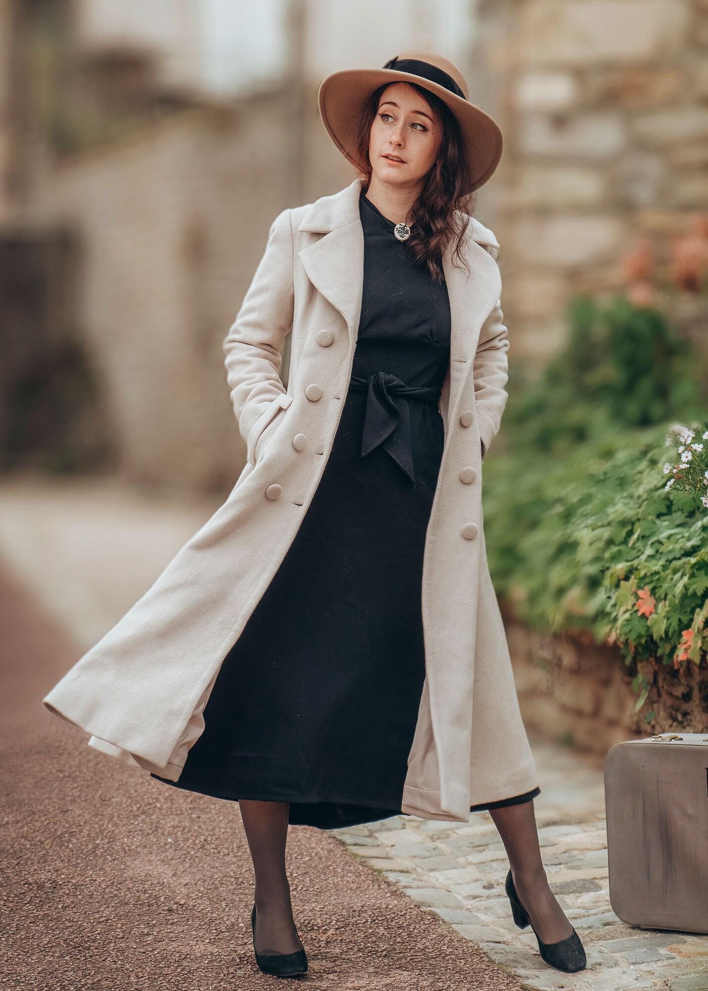 ジャケット・アウター Vintage Double Breasted Wool Long Coat Vintage Inspired Maxi Wool Coat, Double Breasted Trench Wool