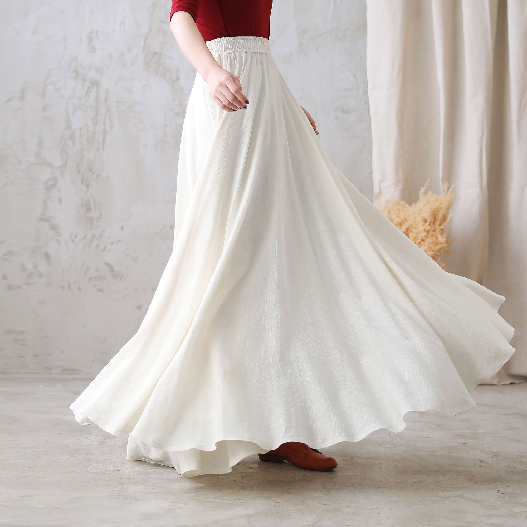 Plus Size Swing Linen Maxi Skirt Women Full Flowy Long Cotton - Etsy