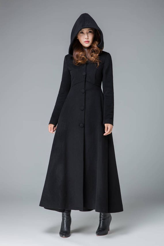 Long Black coat Wool coat Winter coat 