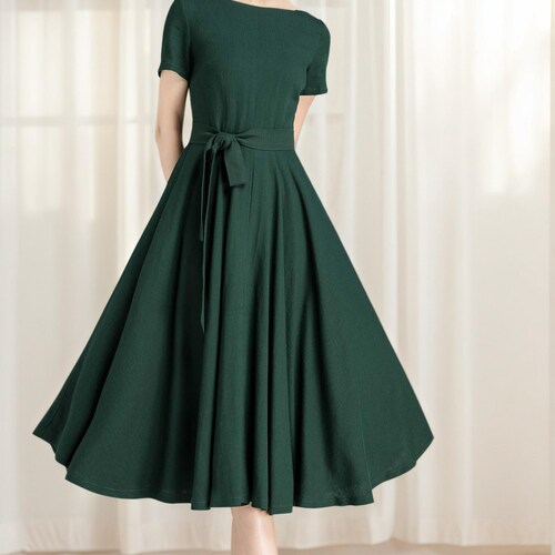 green emerald velvet dress PRETTYGARDEN Womens Summer Puff Short Sleeve Maxi Dress Square Neck Sm