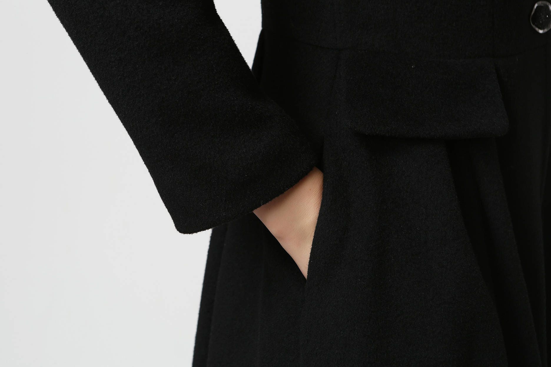 Long black coat wool jacket dress coat womens jackets Etsy