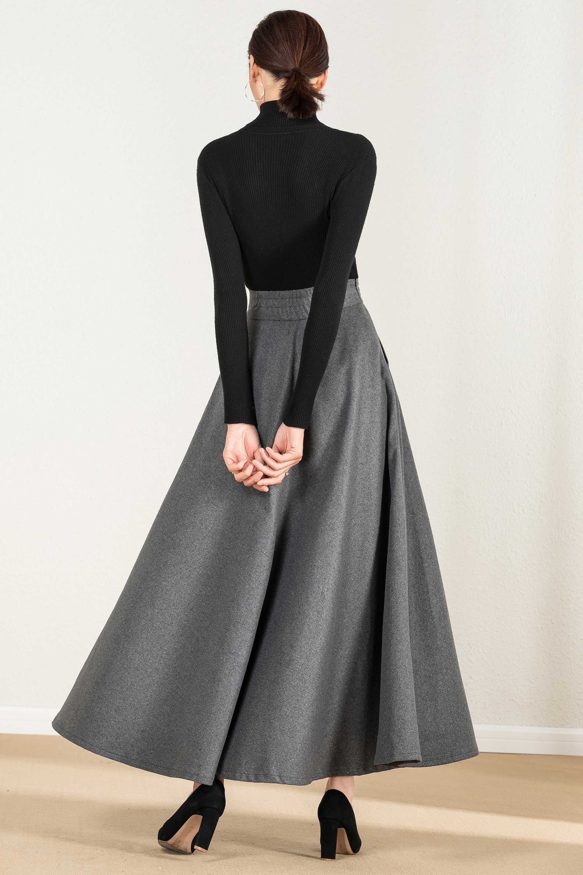 Long Maxi Wool Skirt Vintage 1950s Elastic Waist Wool Skirt - Etsy Canada