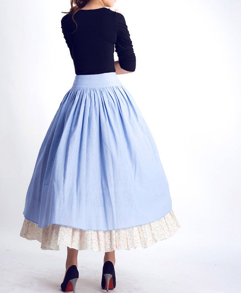 Cotton Linen Maxi skirt TwoLayer ALine Linen skirt Bohemian Etsy