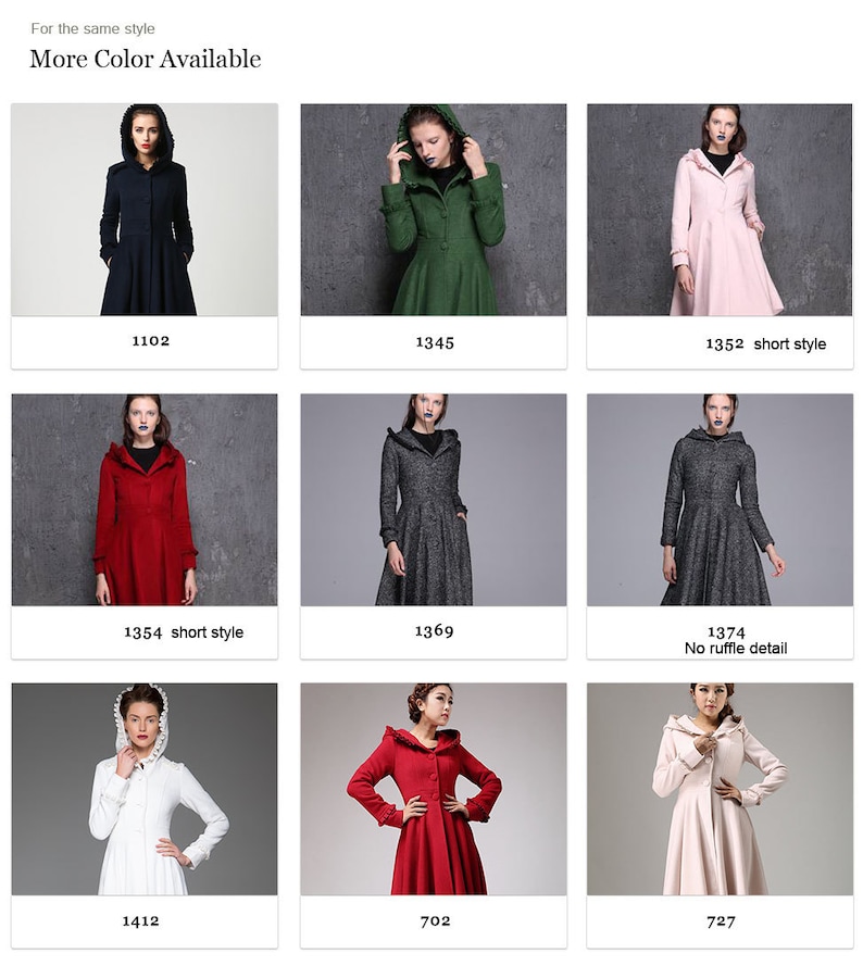 ruffle coat gray coat hooded coat womens coat Coat dress wool coat Made to order trench coat handmade coat 1369# long coat