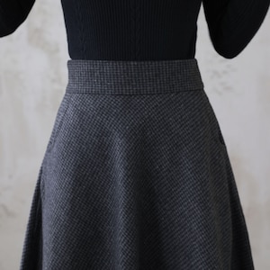 Wool skirt, Long Maxi Plaid Wool Skirt, Winter wool Skirt with Pocket, High Waist Flared Skirt, Ankle Length Full Skirt Xiaolizi 3120 image 8