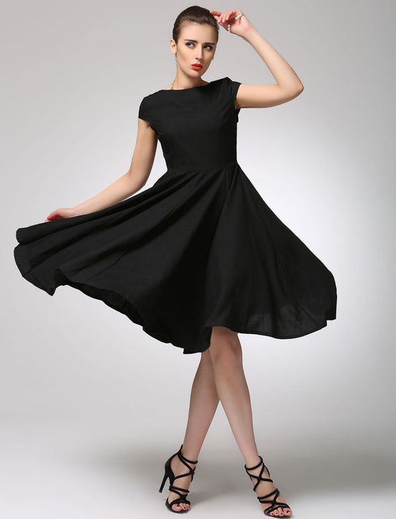 Knee Length Swing Dress Cap Sleeve ...