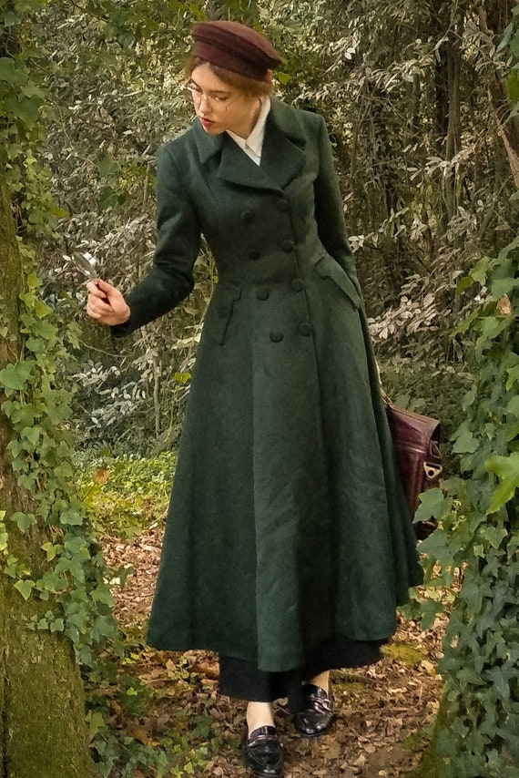 green wool coat women