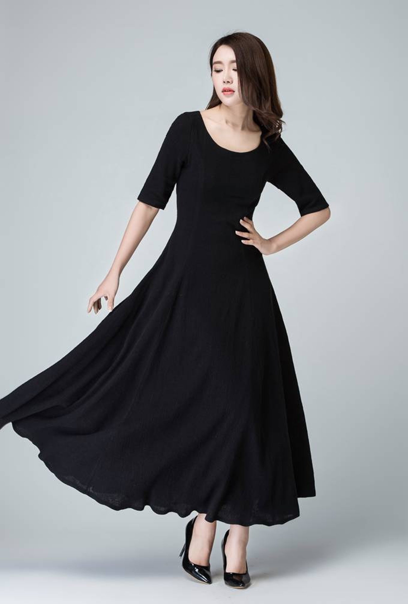 Black Linen Dress Linen Dress A Line Dress Maxi Dress - Etsy