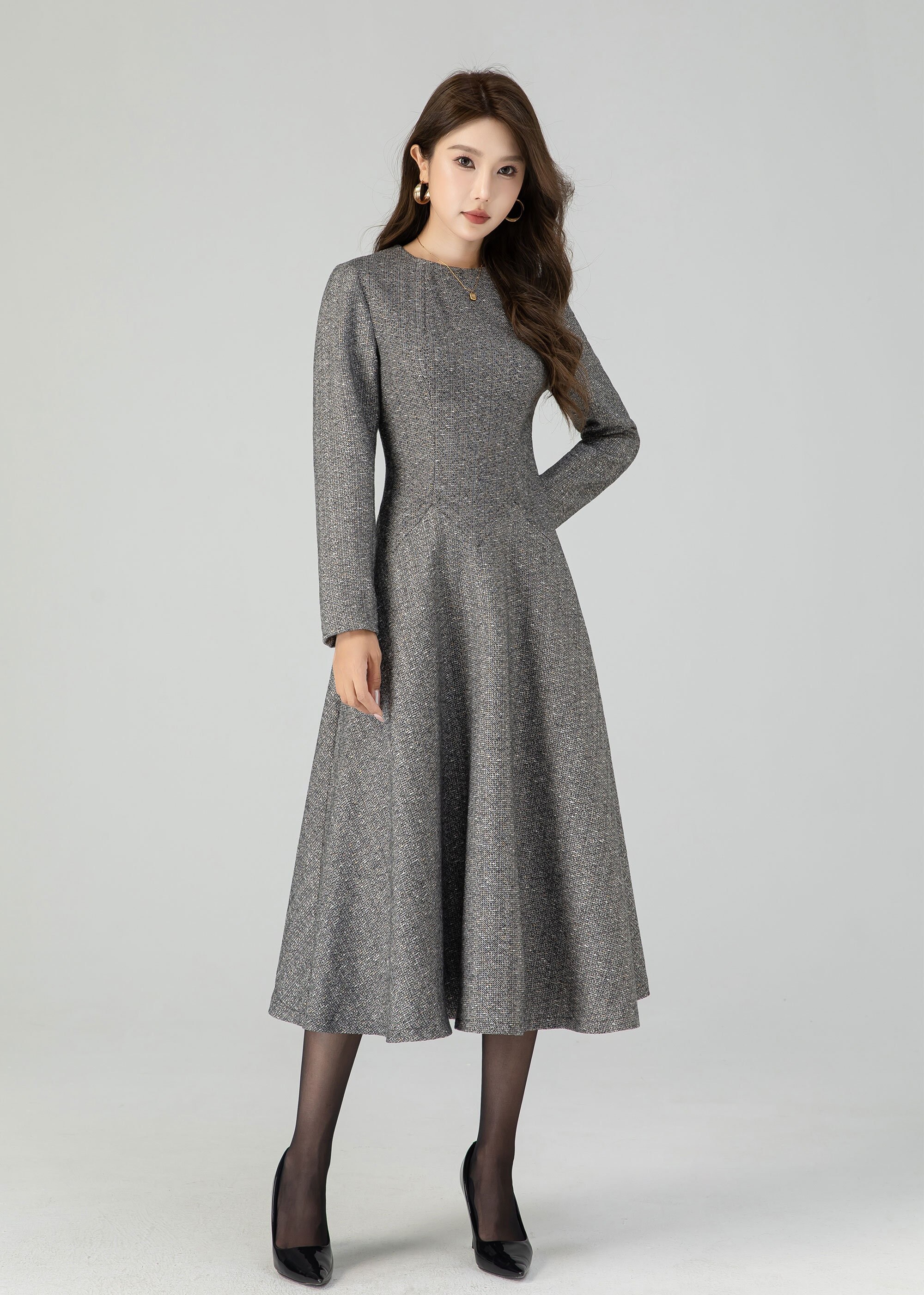 A-Line winter gray wool dress 4548 A-Line winter gray wool dress 4548