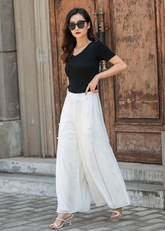 White Summer Wide-leg Pants