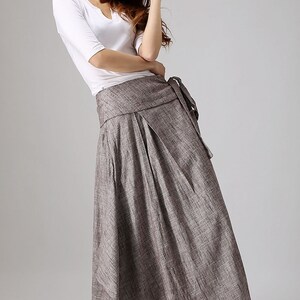 Linen skirt pockets, linen skirt, wrap skirt, linen wrap skirt, maxi skirt, womens skirts, maxi wrap skirt, linen skirt women 0872 image 3