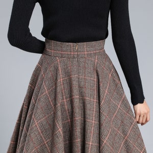 Plaid Wool Skirt Women, Tartan Wool Circle Skirt, High Waist Wool Skirt, Flared Winter Autumn Skirt with Pockets, Swing Wool Skirt 3167 image 7