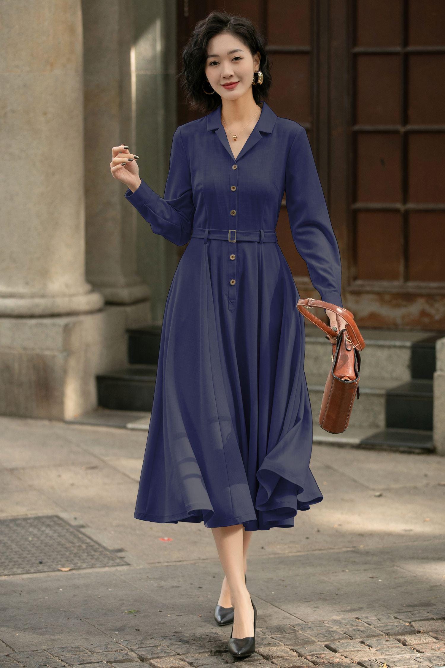 navy blue casual dress Moments Front Tie Mini in Impressions Online Boutique Order Size Up Navy Casual Dresses | Varied