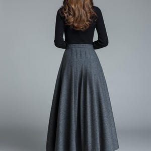 light grey skirt, wool skirt, winter skirt, pleated skirt, maxi skirt, winter wool skirt, long skirt, skirt for women, handmade skirt 1643# image 9