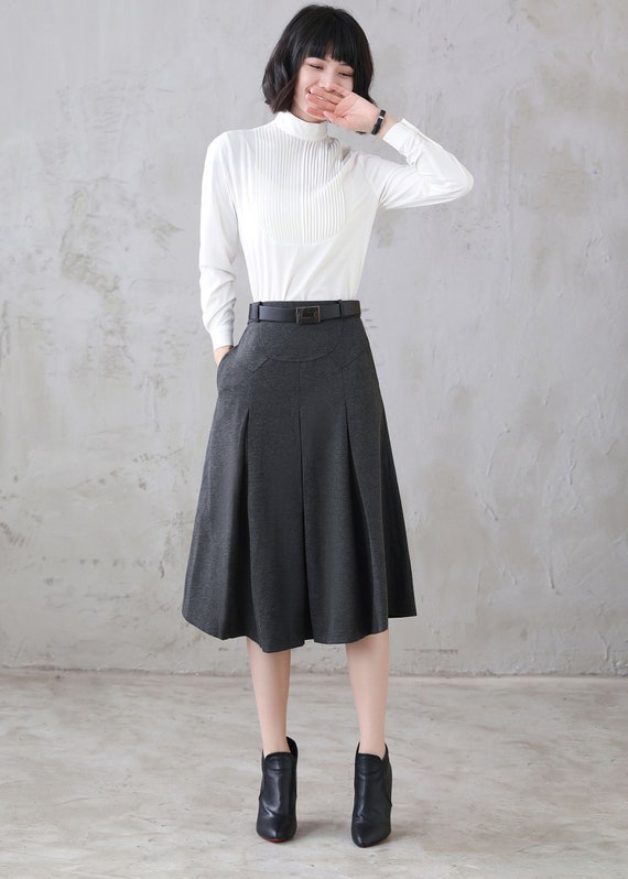 Grey midi skirt with pockets cheap