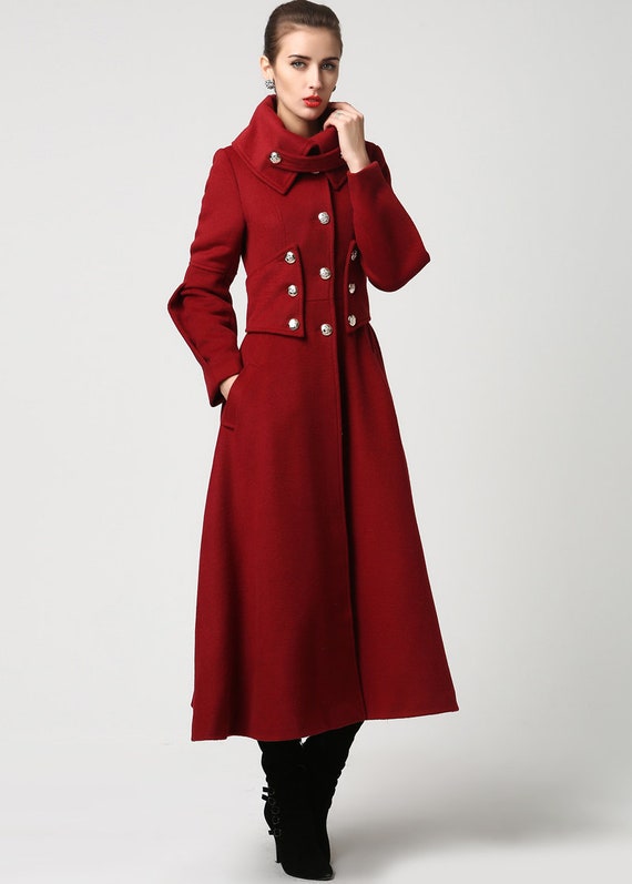 træ Legende bleg Wool Coat Winter Coat Women Red Wool Coat Long Wool Coat - Etsy