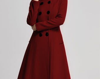 Double Breasted Winter Wool Coat Women, Vintage Inspired