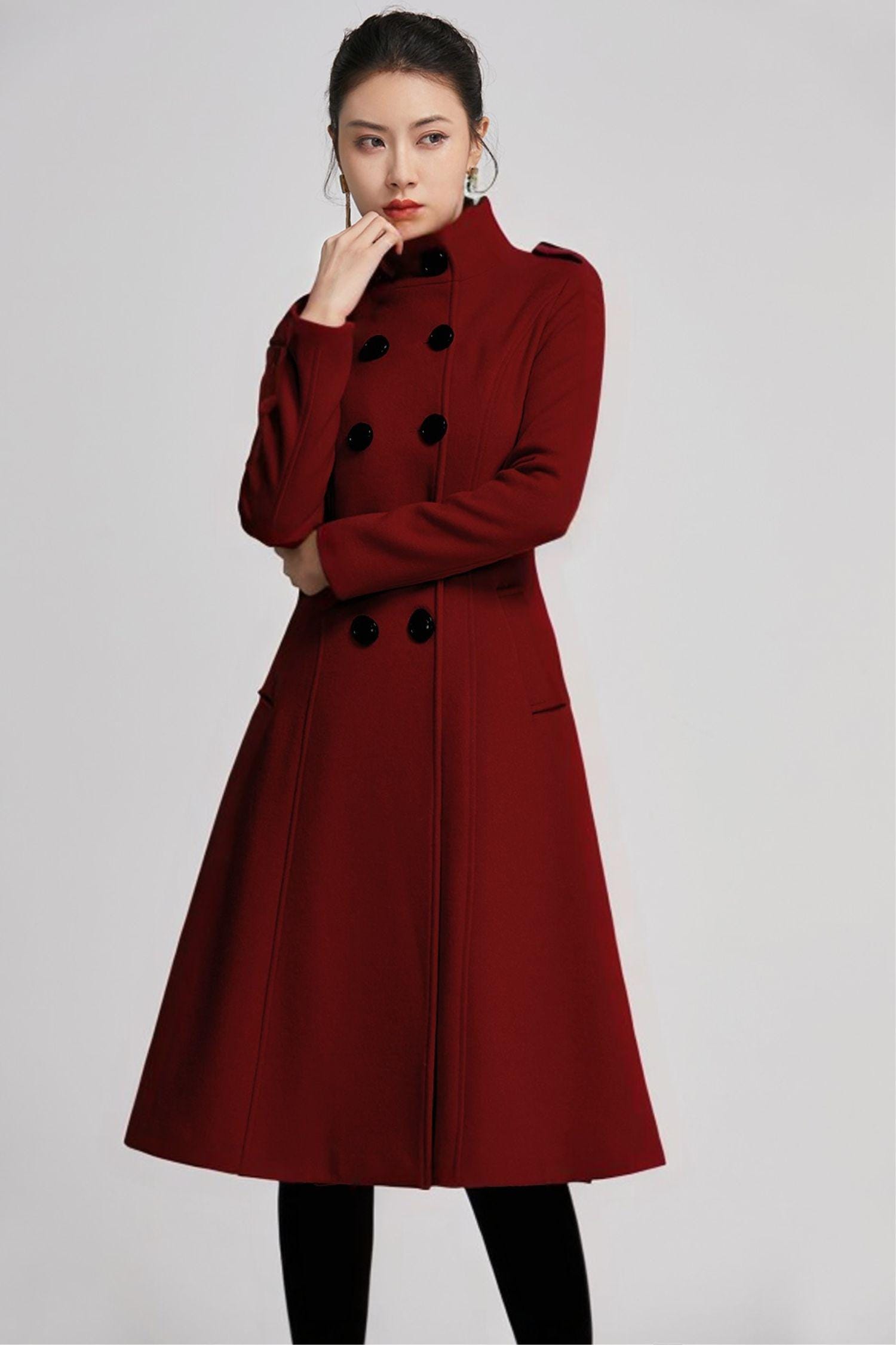 Double Breasted Winter Wool Coat Women, Vintage Inspired