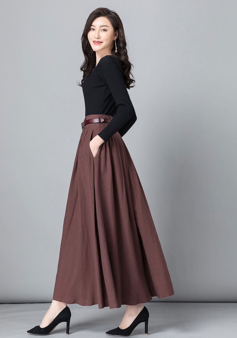 Brown Linen Skirt set