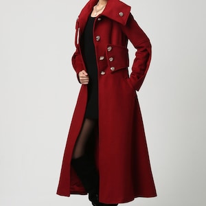 Wool coat, winter coat women, Red wool coat, Long wool coat, military Coat women, warm winter coat, wool coat women, wool clothing 1118 image 3